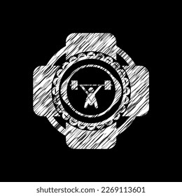 Schnürsenkel, Waage-Hub-Symbol auf der Tafel gezogen. 