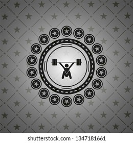 snatch, weightlifting icon inside black emblem