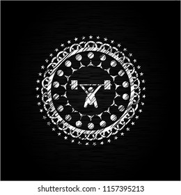 snatch, weightlifting icon inside chalkboard emblem