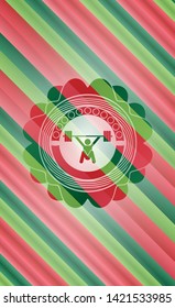 snatch, weightlifting icon inside christmas emblem.