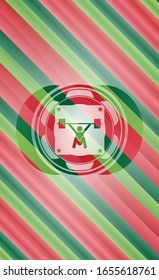 snatch, weightlifting icon inside christmas badge background.