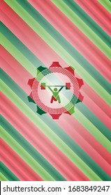 snatch, weightlifting icon inside christmas colors emblem.