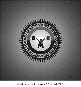 snatch, weightlifting icon inside dark badge or emblem