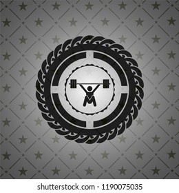 snatch, weightlifting icon inside dark badge or emblem
