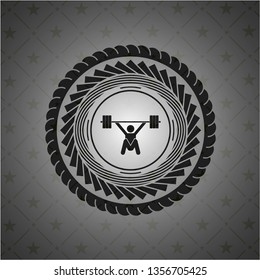 snatch, weightlifting icon inside dark badge or emblem