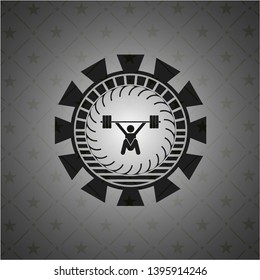 snatch, weightlifting icon inside dark badge or emblem