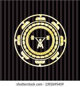 snatch, weightlifting icon inside gold shiny emblem