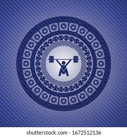snatch, weightlifting icon inside jean background