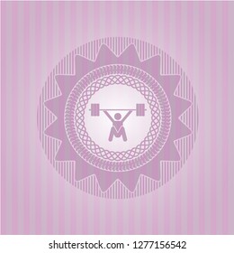 snatch, weightlifting icon inside pink icon or emblem