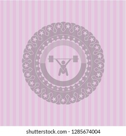 snatch, weightlifting icon inside pink icon or emblem