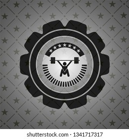 snatch, weightlifting icon inside realistic dark emblem