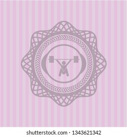 snatch, weightlifting icon inside realistic pink emblem