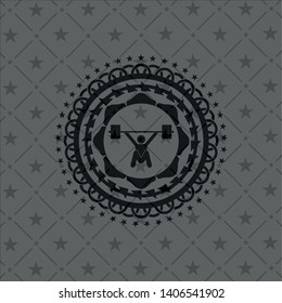 snatch, weightlifting icon inside realistic dark emblem