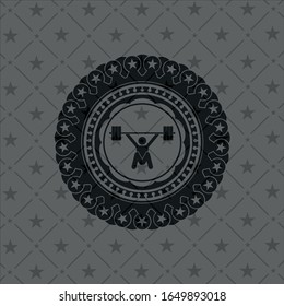 snatch, weightlifting icon inside realistic black emblem