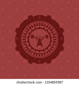 snatch, weightlifting icon inside red icon or emblem