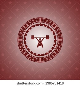snatch, weightlifting icon inside red emblem