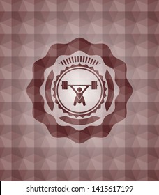 snatch, weightlifting icon inside red seamless geometric emblem.