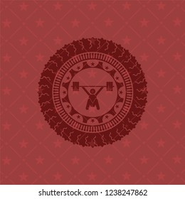 snatch, weightlifting icon inside retro style red emblem