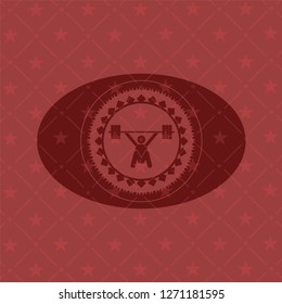 snatch, weightlifting icon inside retro red emblem
