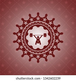 snatch, weightlifting icon inside retro style red emblem