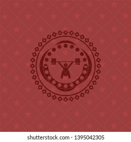 snatch, weightlifting icon inside retro style red emblem