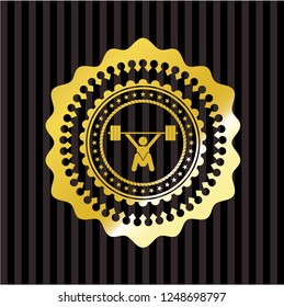 snatch, weightlifting icon inside shiny badge