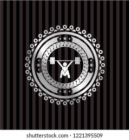 snatch, weightlifting icon inside silver shiny emblem