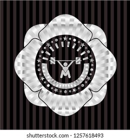 snatch, weightlifting icon inside silver shiny badge