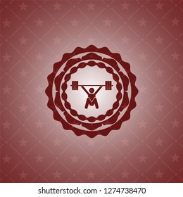 snatch, weightlifting icon inside vintage red emblem