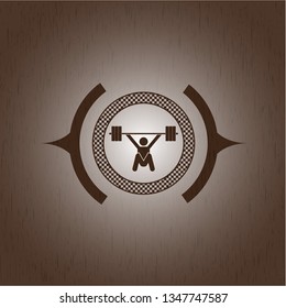 snatch, weightlifting icon inside wood signboards