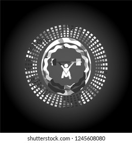 snatch, weightlifting icon on grey camo pattern