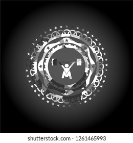 snatch, weightlifting icon on grey camouflage texture