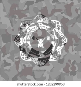 snatch, weightlifting icon on grey camo pattern