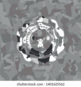 snatch, weightlifting icon on grey camo texture