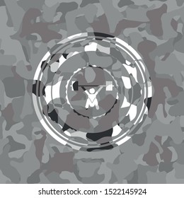 snatch, weightlifting icon on grey camo pattern