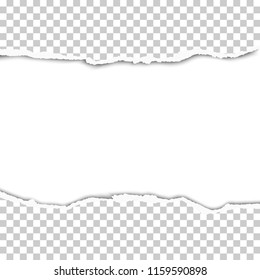 Snatched middle of transparent sheet of paper with white resulting background. Vector illustration.