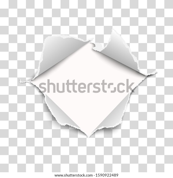 Snatched middle of vector transparent paper with\
torn edges, soft shadow and empty space. Damaged sheet of paper.\
Template paper\
design.