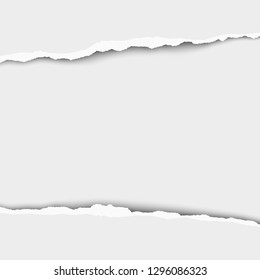 Snatched middle of white paper which edges have soft shadow. Vector template paper design. 