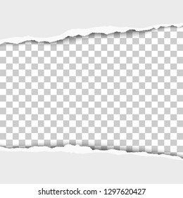 Snatched middle of white paper which edges have soft shadow. Hole has transparent background. Vector template paper design. 