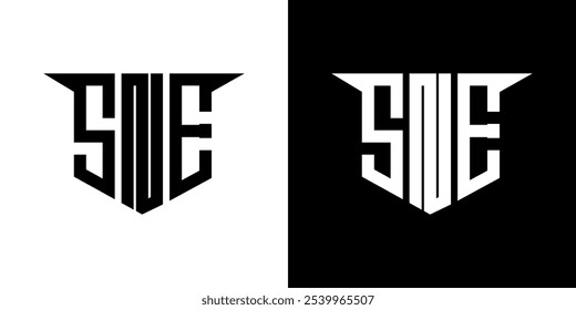 Diseño de logotipo de letra SNE con fondo blanco en ilustrador, estilo de superposición de fuente de alfabeto moderno de logotipo de Vector, diseños de caligrafía para logotipo, póster, invitación, etc.