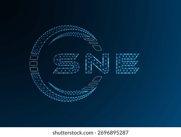 Diseño de Vector de logotipo de letra polivinílica baja SNE. SNE diseño de logotipo de poliéster inferior. Logotipo de poliéster bajo.