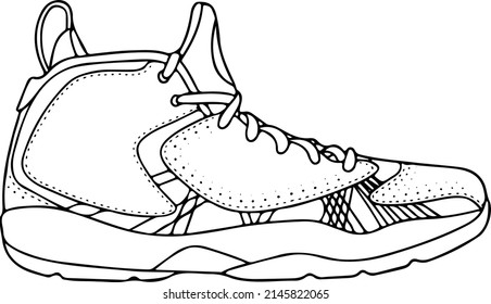 Sneaker 27 Line Art Sketch Coloring Stock Vector (Royalty Free ...