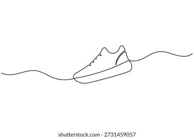 Sneaker contínuo desenho de arte de uma linha para calçados casuais moda e design de vestuário atlético conceitos