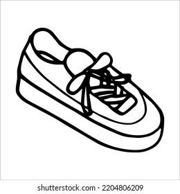 Sneaker Doodle Style Vector Illustration Isolated On White Background