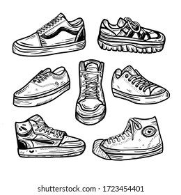 sneaker drawing doodle sticker set collection