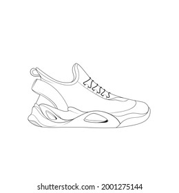 sneaker drawing vector line art  Sneakers drawn in a line style  sneaker template outline  vector Illustration.