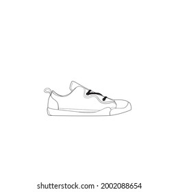 sneaker drawing vector line art  Sneakers drawn in a line style  sneaker template outline  vector Illustration.
