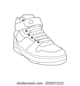dibujo de líneas vectoriales de dibujo de esneaker plantilla contorno vectorial Ilustración.