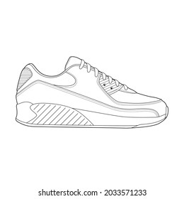 Sneakerzeichnung Vektorgrafik. Sneaker-Vorlage Umriss Vektorgrafik.