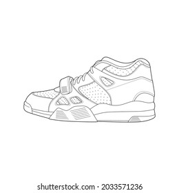 sneaker drawing vector line art.  sneaker template outline  vector Illustration.
